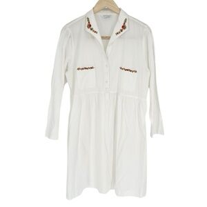 April‎ Cornell White Embroidered Button-Up Sheer Boho Dress